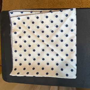 Neck scarf, 20-1/2" Square, White with Navy Polka Dots